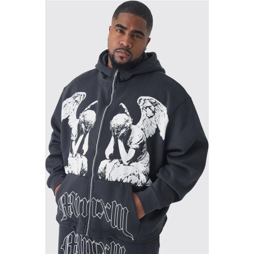 Grande taille - Sweat à capuche oversize délavé à imprimé chérubin - 2XL - Boohooman - Modalova
