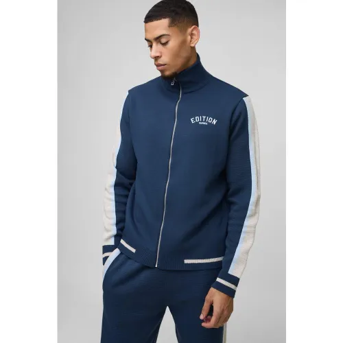 Veste zippée en maille contrastante - L - Boohooman - Modalova