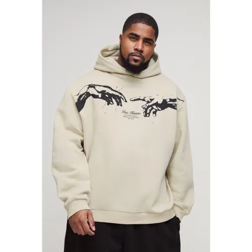 Grande taille - Sweat à capuche oversize à imprimé Renaissance - XXXL - Boohooman - Modalova
