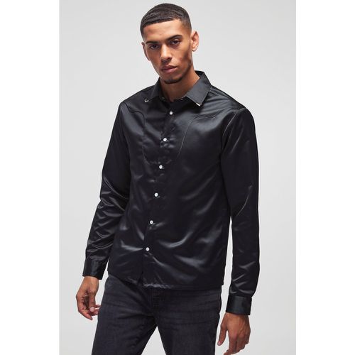 Chemise satinée à manches longues - S - Boohooman - Modalova