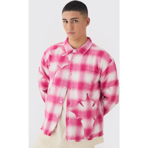 Chemise oversize à carreaux et écusson croix - S - Boohooman - Modalova