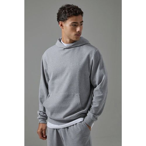 Sweat à capuche droit en tissu gaufré - MAN homme - L - Boohooman - Modalova