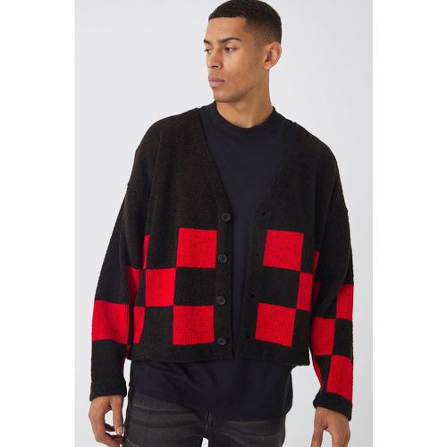 Cardigan oversize côtelé à carreaux - S - Boohooman - Modalova