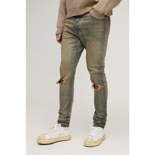 Tall - Jean skinny teinté déchiré - 30 - Boohooman - Modalova