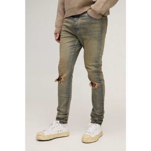 Tall - Jean skinny teinté déchiré - 34 - Boohooman - Modalova