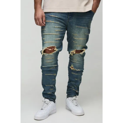 Grande taille - Jean skinny déchiré - 38 - Boohooman - Modalova