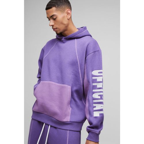 Sweat à capuche oversize color block à coutures contrastantes - L - Boohooman - Modalova