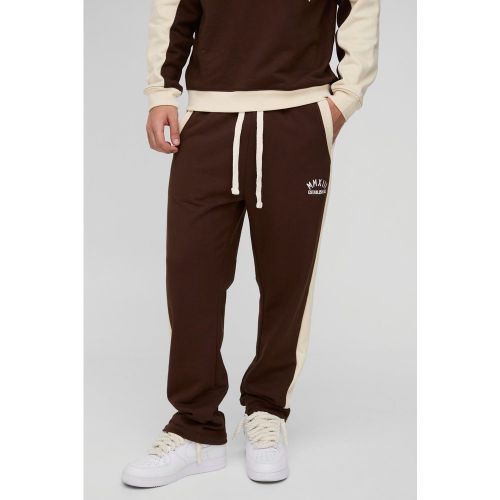 Jogging slim color block à broderies - S - Boohooman - Modalova