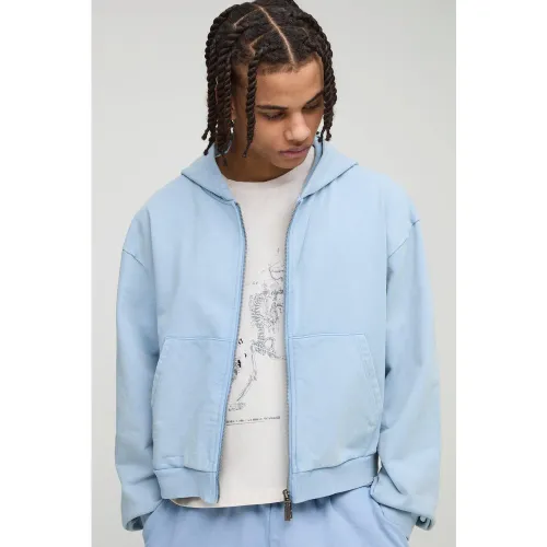 Sweat à capuche épais premium délavé homme - L - Boohooman - Modalova