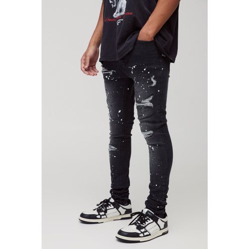 Jean super skinny déchiré et réparé à taches de peinture - 34R - Boohooman - Modalova