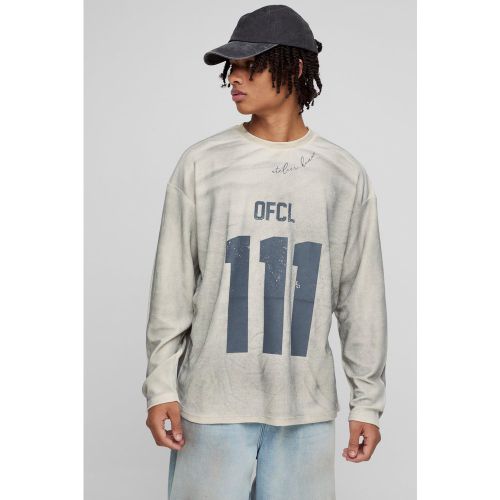 T-shirt oversize délavé à manches longues - M - Boohooman - Modalova