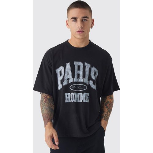 T-shirt oversize à imprimé Paris - S - Boohooman - Modalova