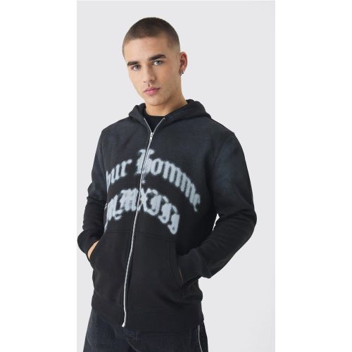 Sweat à capuche zippé délavé - S - Boohooman - Modalova