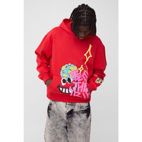 Sweat à capuche oversize à imprimé dessin - M - Boohooman - Modalova
