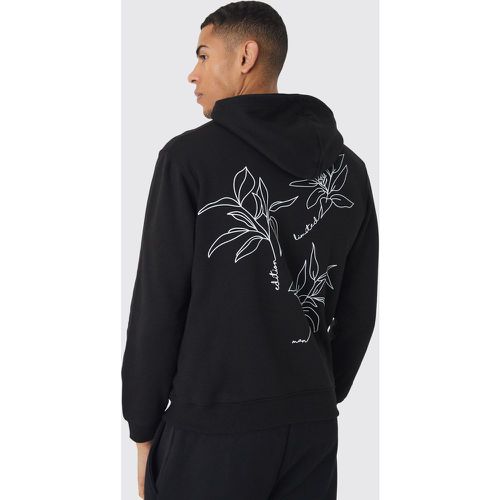 Sweat à capuche zippé et fleur dessinée - S - Boohooman - Modalova