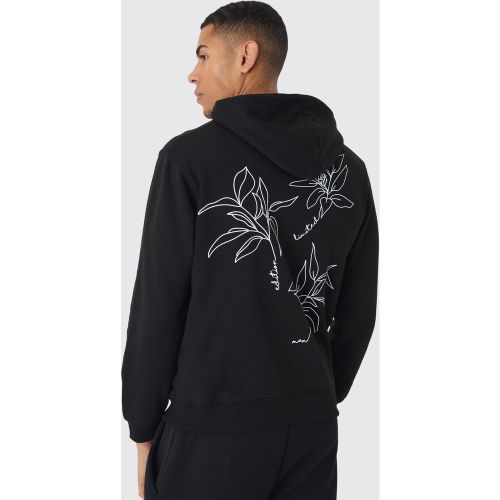 Sweat à capuche zippé et fleur dessinée - XS - Boohooman - Modalova
