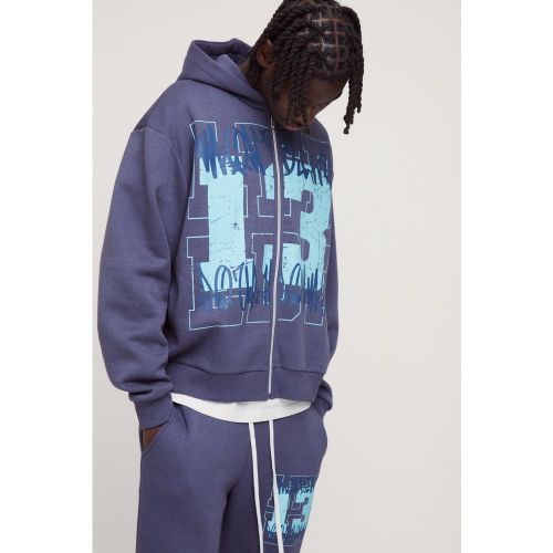 Sweat à capuche oversize universitaire à imprimé graffiti - S - Boohooman - Modalova