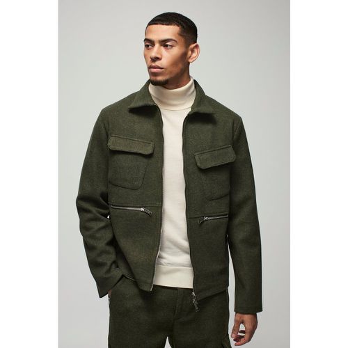 Veste Harrington effet laine à poches - S - Boohooman - Modalova