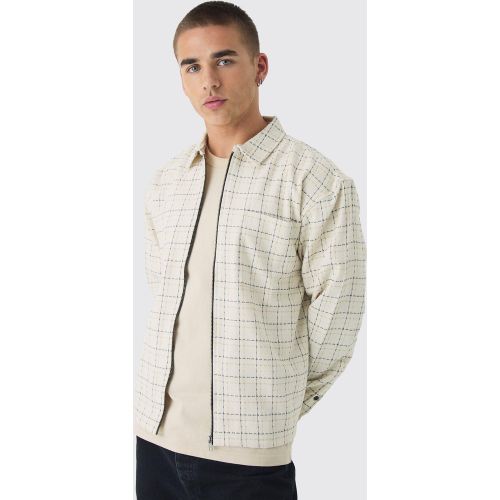 Surchemise oversize zippée à carreaux - M - Boohooman - Modalova