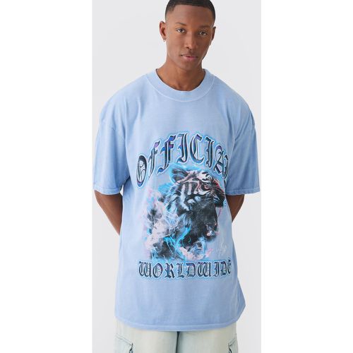 T-shirt oversize à col montant et imprimé tigre - S - Boohooman - Modalova