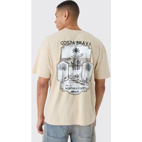 T-shirt oversize délavé à imprimé Costa Brava - S - Boohooman - Modalova