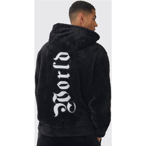 Sweat à capuche oversize en polaire à écusson - S - Boohooman - Modalova