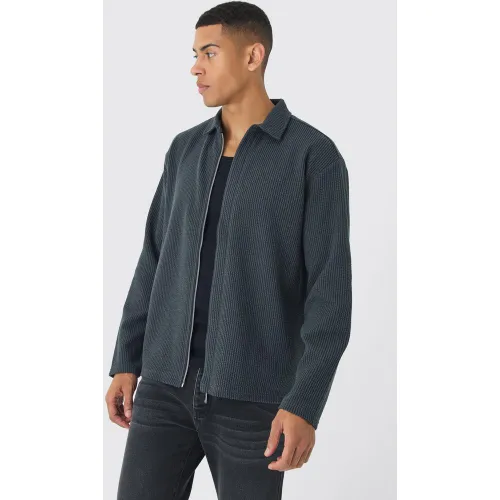 Chemise oversize zippée en jersey - L - Boohooman - Modalova