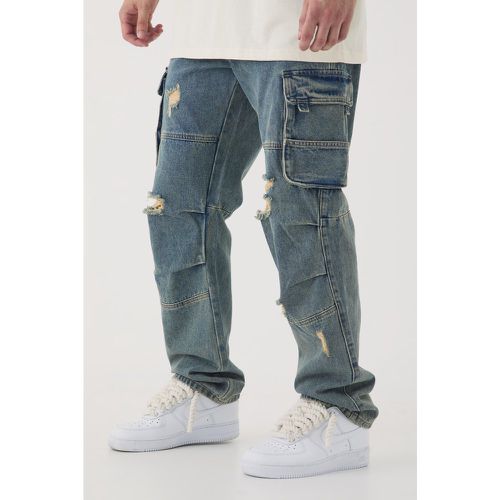 Tall - Jean cargo large à déchirures homme - 30 - Boohooman - Modalova