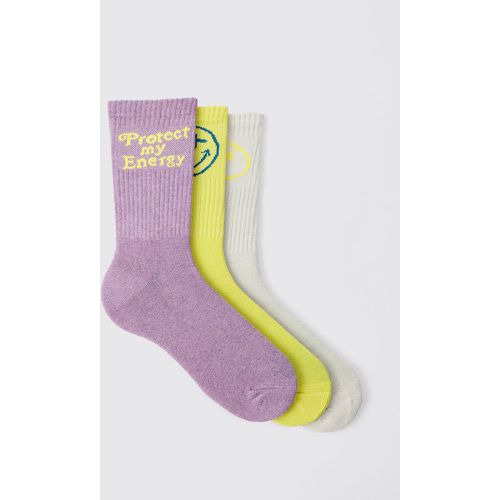 Lot de 3 paires de chaussettes à imprimé graffiti - ONE SIZE - Boohooman - Modalova