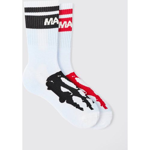 Lot de 2 paires de chaussettes à imprimé squelette - ONE SIZE - Boohooman - Modalova