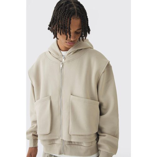 Veste oversize zippée à capuche - S - Boohooman - Modalova