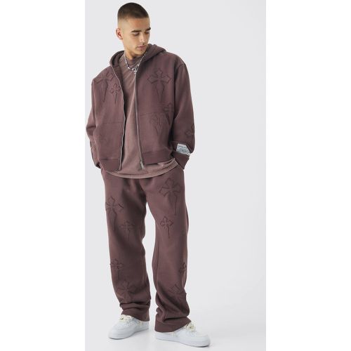 Sweat oversize zippé à écusson croisé - S - Boohooman - Modalova