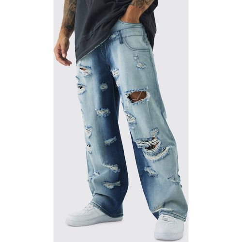 Baggy Fit Double Boxer Waistband All Over Ripped Jeans - 32R - Boohooman - Modalova