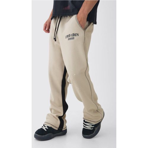 Jogging droit à coutures contrastantes et taches de peinture - S - Boohooman - Modalova