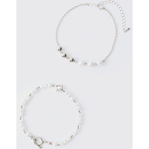 Lot de 2 bracelets à pendentif perlé - ONE SIZE - Boohooman - Modalova