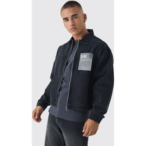 Veste oversize en jean à étiquette - L - Boohooman - Modalova