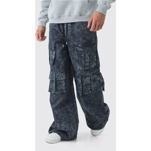 Pantalon cargo large délavé à taille élastiquée - 28 - Boohooman - Modalova