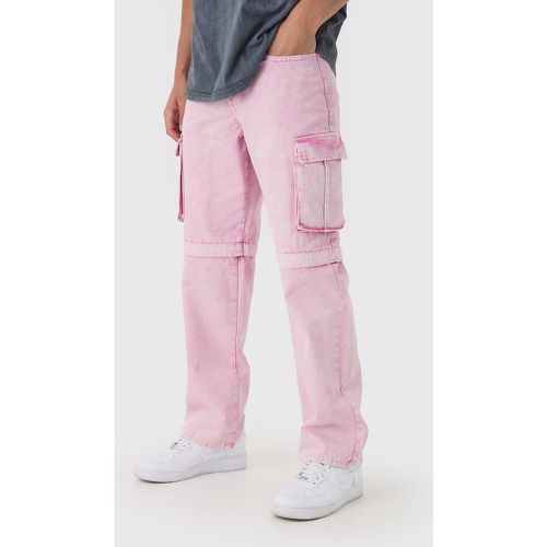 Pantalon cargo large délavé - 28 - Boohooman - Modalova