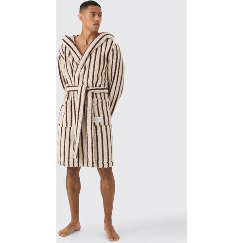 Dressing gown de chambre en polaire à rayures épaisses - S - Boohooman - Modalova