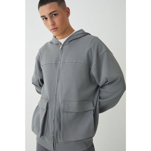 Sweat à capuche oversize côtelé homme - S - Boohooman - Modalova