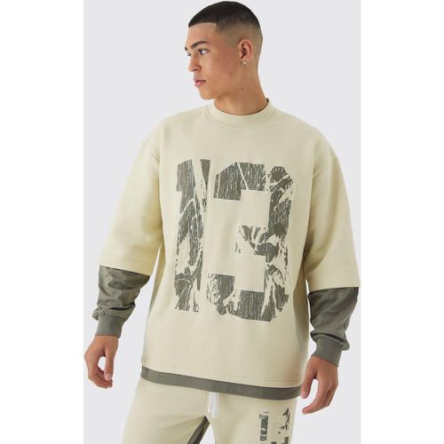 Sweat oversize à manches 3/4 et imprimé 13 homme - L - Boohooman - Modalova