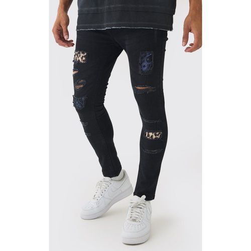 Jean skinny déchiré et réparé à imprimé cachemire - 28R - Boohooman - Modalova