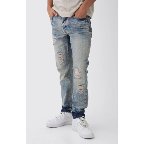 Jean slim déchiré à coutures apparentes - 28R - Boohooman - Modalova