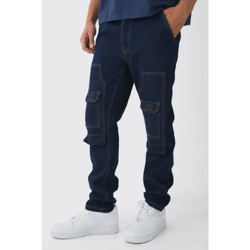 Jean cargo slim en jean charpentier rigide homme - 34R - Boohooman - Modalova