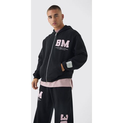 Sweat à capuche oversize zippé à bords bruts - S - Boohooman - Modalova