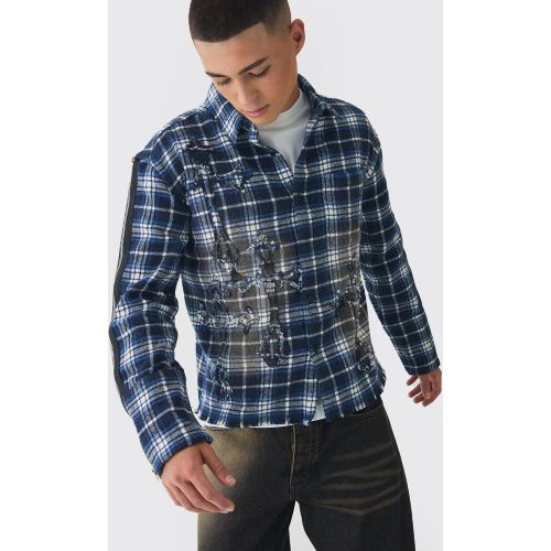 Chemise oversize à carreaux et écusson croix - L - Boohooman - Modalova