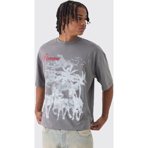 T-shirt oversize à imprimé cheval - S - Boohooman - Modalova