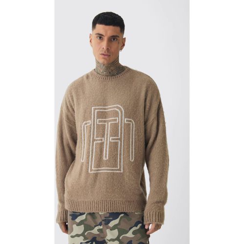 Tall - Pull en maille pelucheuse à slogan BM - S - Boohooman - Modalova