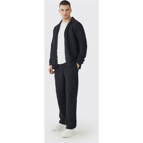 Tall - Ensemble avec chemise plissée et pantalon droit - L - Boohooman - Modalova