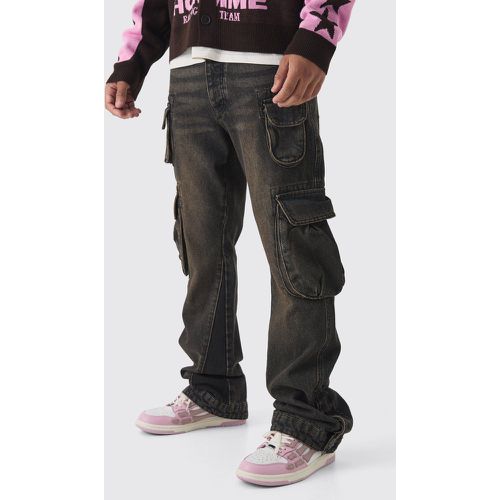 Jean flare cargo à soufflet - 28R - Boohooman - Modalova